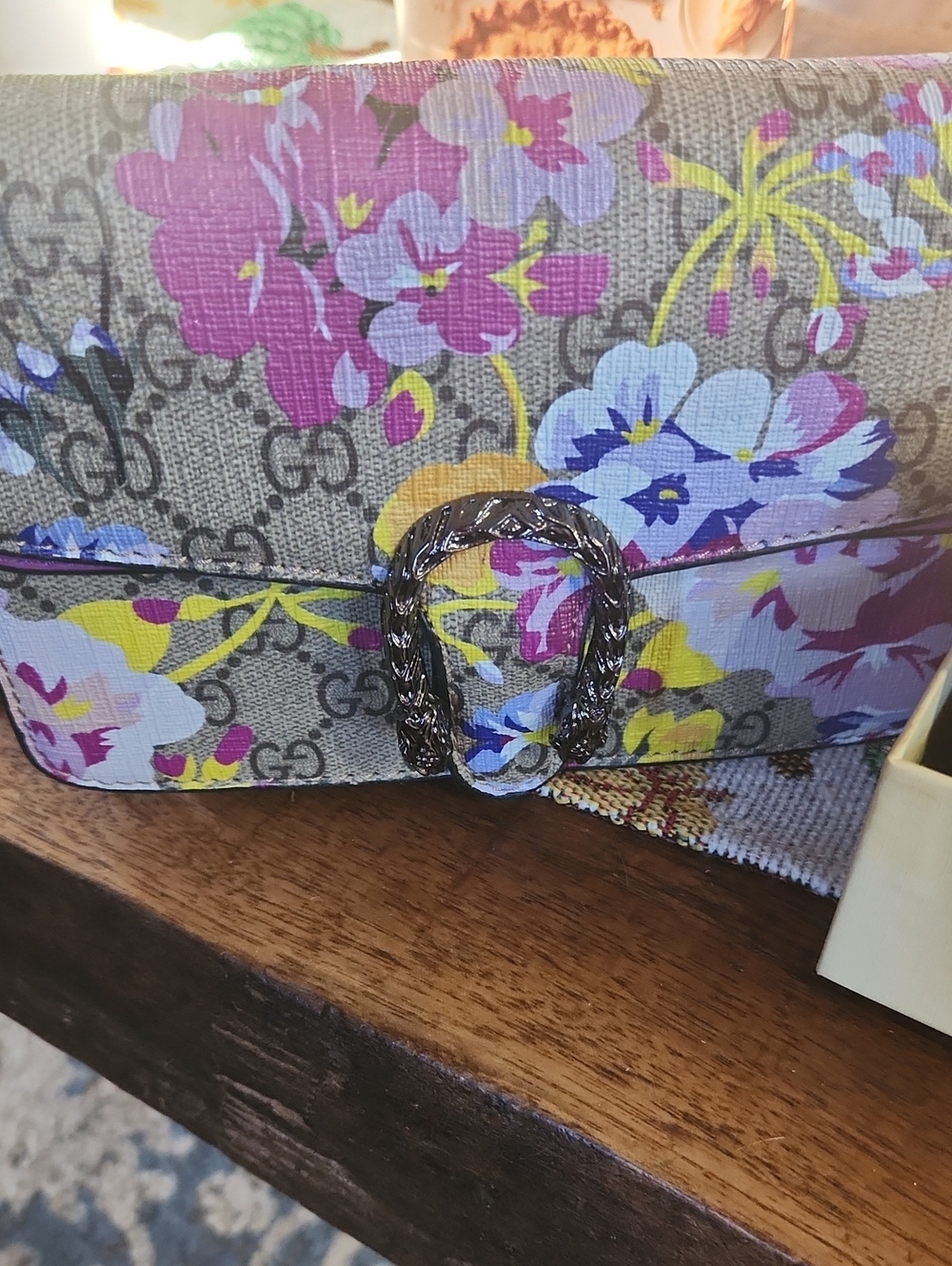 Fashion to Figure Floral Printed Crossbody Bag in Pink, Purple, Blue, Yellow